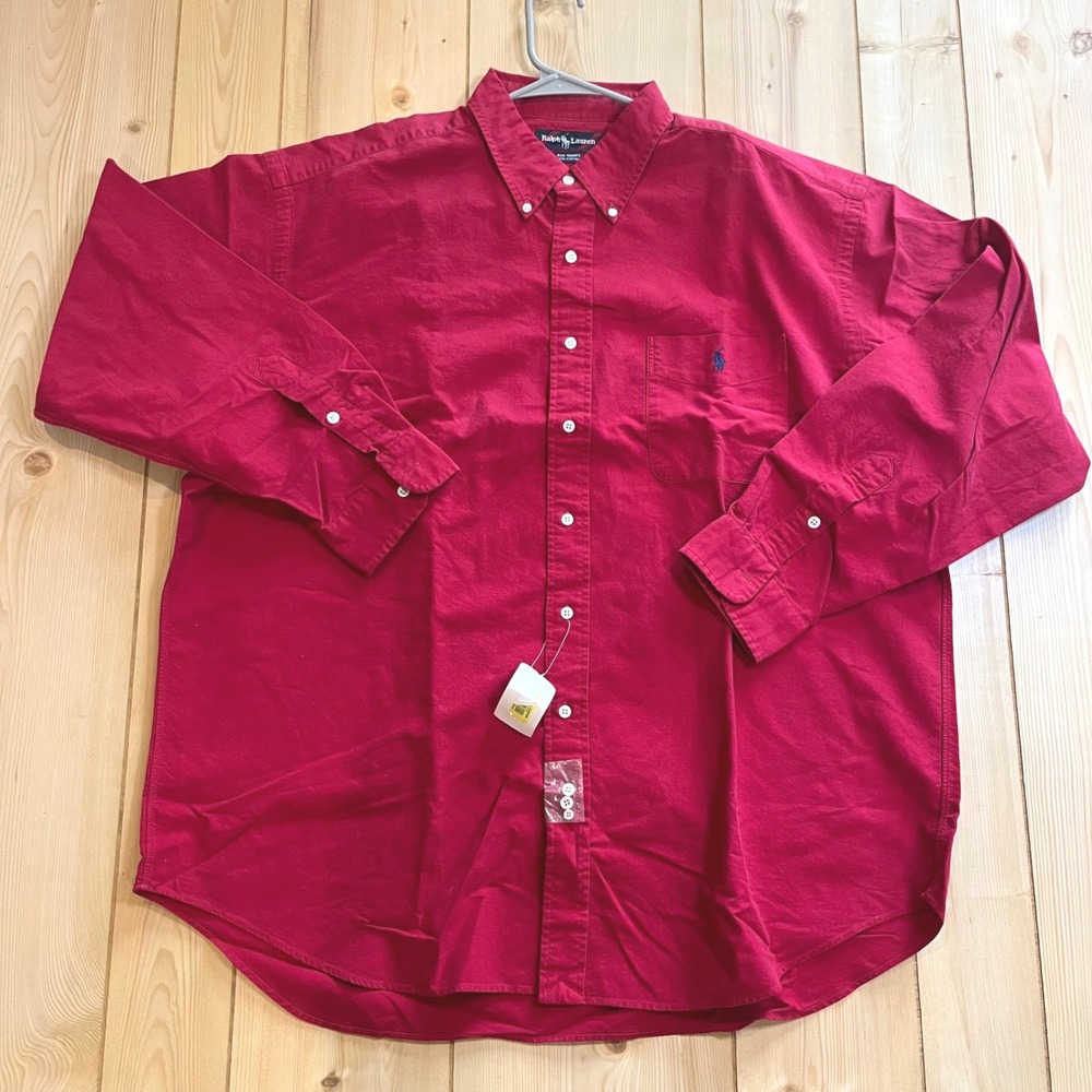 Ralph Lauren Mens Big Shirt Red NWT Oxford Cotton Button Down XL Preppy Ivy flaw